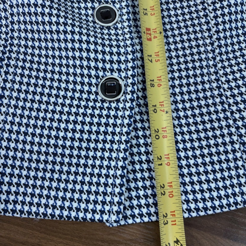 Tahari Arthur S. Levine Womens 14P Blue Houndstooth Blazer Shawl Collar Jacket - Picture 12 of 13